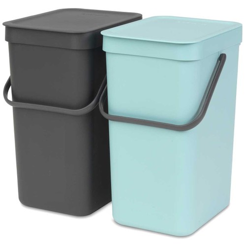 זוג פחי הפרדה למיחזור 12X2 ליטר, אפור + תכלת Brabantia
