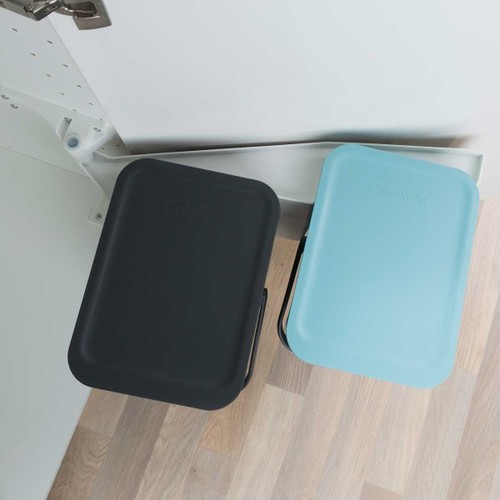 זוג פחי הפרדה למיחזור 12X2 ליטר, אפור + תכלת Brabantia