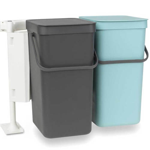 זוג פחי הפרדה למחזור 16X2 ליטר, אפור + תכלת Brabantia