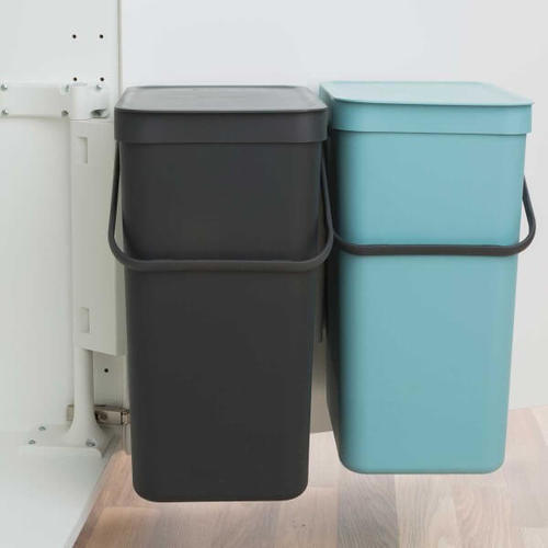 זוג פחי הפרדה למחזור 16X2 ליטר, אפור + תכלת Brabantia