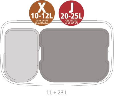 פח אשפה למיחזור 11+23 ליטר, BO שחור Brabantia