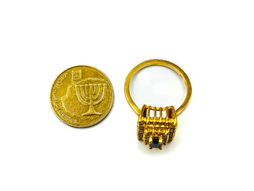 טבעת וינטג' ספיר ויהלומים
