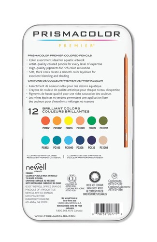 12 עפרונות צבעוניים פריזמה קולור PRISMACOLOR (גווני ים)