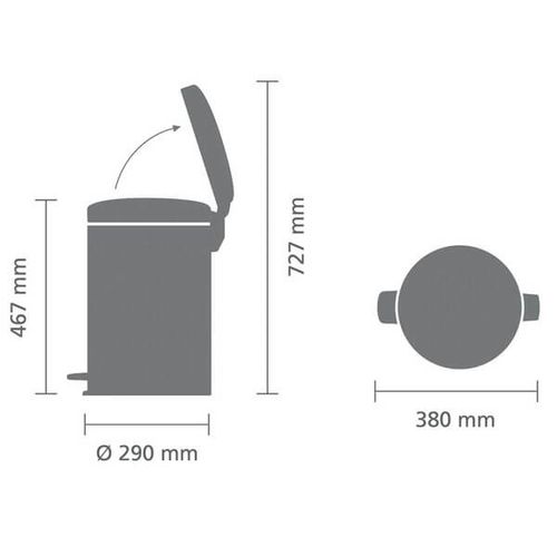 פח אשפה 20 ליטר עם דוושה, שחור Brabantia