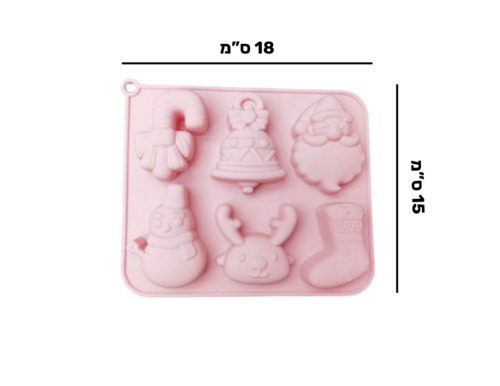 תבנית סיליקון 6 שקעים כריסמס (מלבן)