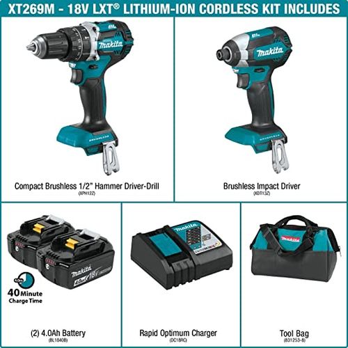 מברגות מקיטה Makita XT269M 18V LXT (4.0Ah)