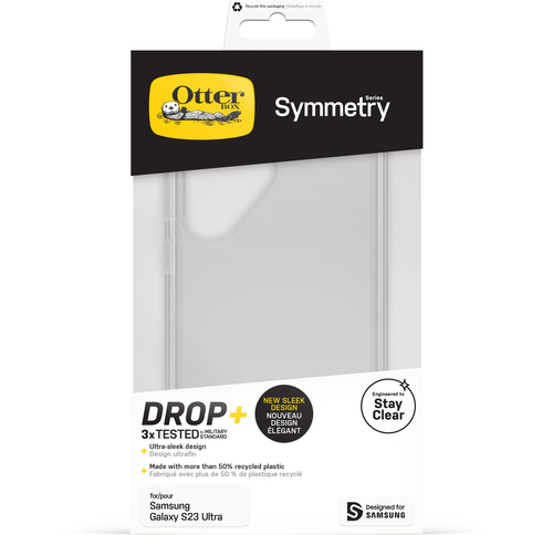 כיסוי Otterbox ל Galaxy S23 Ultra דגם Symmetry שקוף
