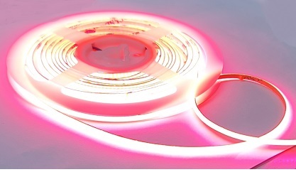סרט לדים ורוד 12V מסוג COB צר מאוד גמיש תאורה רציפה ללא נקודות
