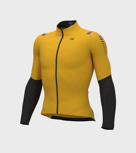 חולצת רכיבת אופניים ארוכה לגברים  ALE R-EV1 WARM RACE 2.0 JERSEY מנגו-שחור טכנית אלסטית מנדפת ומחממת מאוד