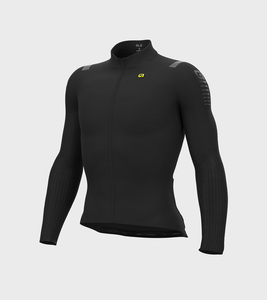 חולצת רכיבת אופניים ארוכה לגברים  ALE R-EV1 WARM RACE 2.0 JERSEY שחור טכנית אלסטית מנדפת ומחממת מאוד