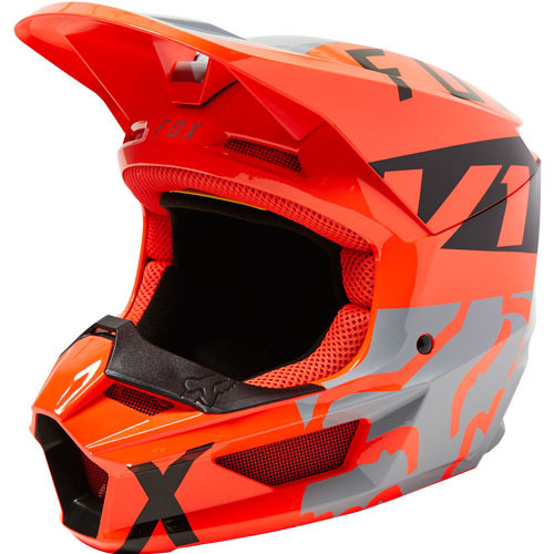 קסדה לאופנוע לילדים V1 כתום / אפור - FOX MIPS YOUTH V1 SKEW HELMET