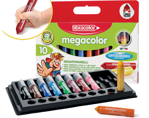 סט 10 טושים צבעוניים ענקיים Megacolor