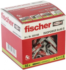מיתד ניילון אוניברסלי 8 מ"מ אורך 40 מ"מ DUOPOWER Dowel מארז 50 יח - Fischer