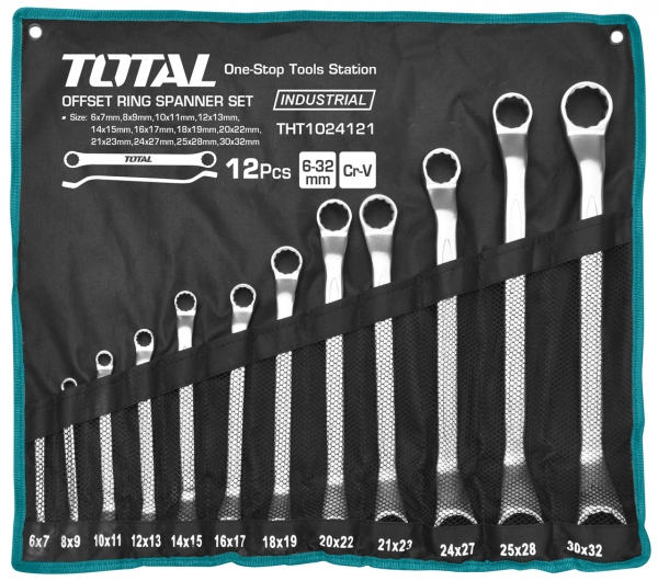 סט 12 מפתחות רינג אופסט 32 מ"מ 6×7 מ"מ