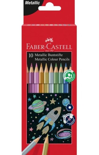 סט 10 עפרונות צבעוניים בגוונים מטאליים Faber Castell