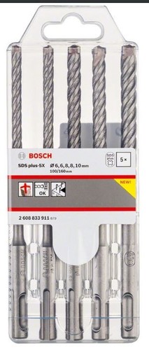סט 5 מקדחי SDS משולב מתכת בטון BOSCH SDS PLUS -5X