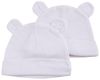 זוג כובעים לתינוק עם אוזניים 100% כותנה - לבן