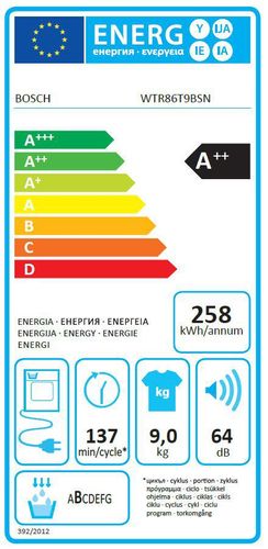  מייבש כביסה Bosch WTR86T9BSN ‏9 ‏ק