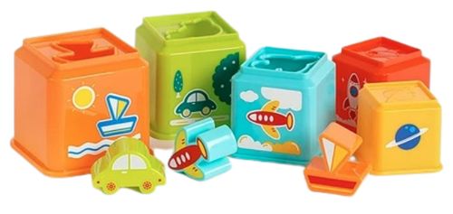 מגדל 5 קוביות כלי תחבורה עם 3 צורות להשחלה