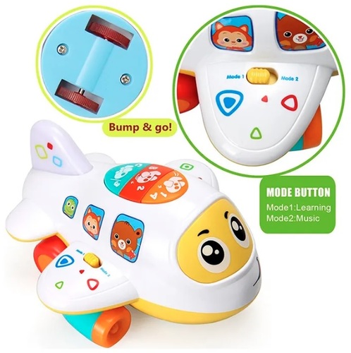 מטוס נוסע למשחק ולמידה עם אורות וצלילים