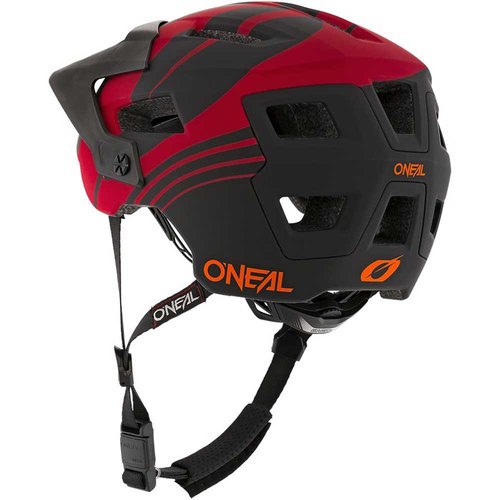 קסדת אופניים O'NEAL DEFENDER HELMET NOVA בצבע אדום/כתום עם מבנה דו-קליפות, פתחי אוורור גדולים, מצחייה מתכווננת ואבזם מגנטי Fidlock לרכיבה בטוחה ונוחה