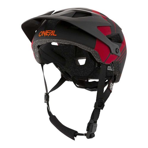 קסדת אופניים O'NEAL DEFENDER HELMET NOVA בצבע אדום/כתום עם מבנה דו-קליפות, פתחי אוורור גדולים, מצחייה מתכווננת ואבזם מגנטי Fidlock לרכיבה בטוחה ונוחה