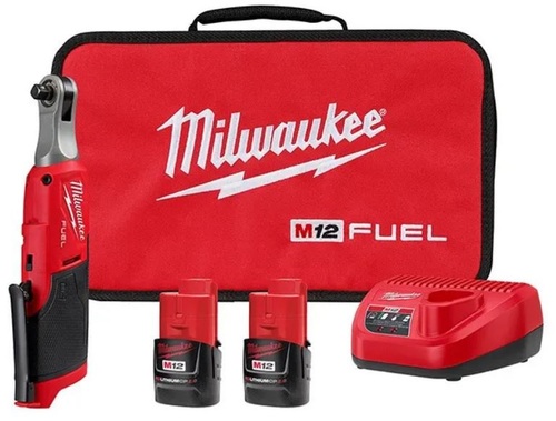 רצ'ט נטען D1/2 12V כולל שתי סוללות 2AH ומטען מבית Milwaukee מילווקי  M12 FIR12