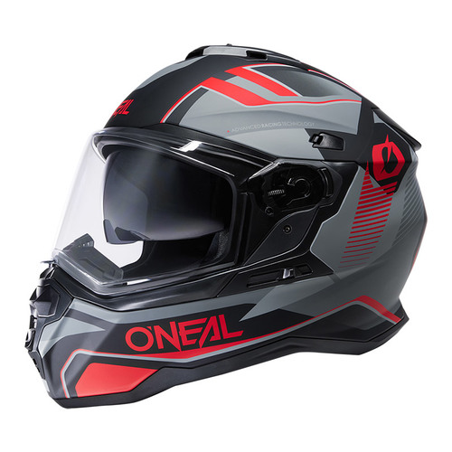 קסדת אדוונצ'ר ONEAL D-SRS SQUARE בצבע שחור אדום עם מצחייה ניתנת לפירוק, מערכת הגנה כפולה ומשקף שמש משולב לרכיבת שטח וכביש מקצועית