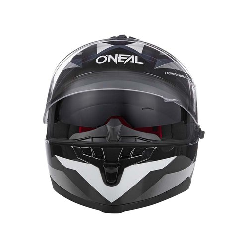 קסדה מלאה ONeal Challenger EXO בצבעים שחור אפור לבן עם מעטפת ABS חזקה, פתחי אוורור מרובים, בטנה רכה ניתנת להסרה וסגירת מיקרולוק מתקדמת