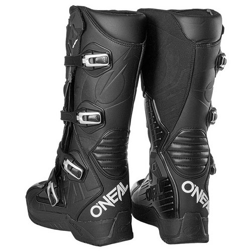 מגפי רכיבה שטח מקצועיים ONEAL RMX BOOTS בצבע שחור עם מערכת 4 אבזמי מתכת, הגנה מתקדמת על הקרסול וכף הרגל, סוליית גומי עם אחיזה גבוהה ומגן צריבה מיקרופייבר זמש טכני לרכיבת שטח מקצועית