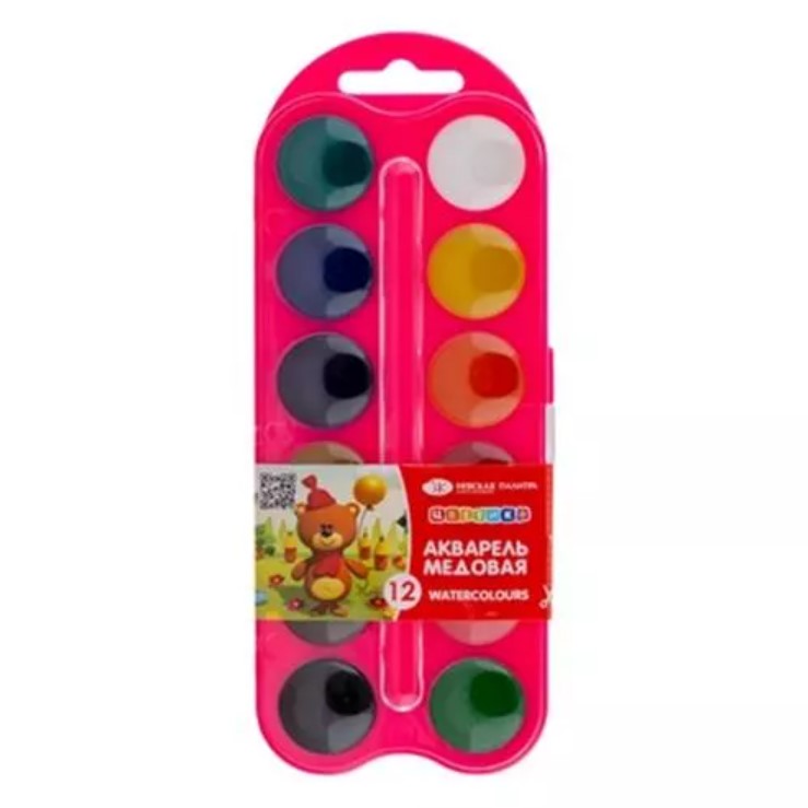 12 צבעי מים לילדים על בסיס דבש NEVA PALLETTE (ורוד)