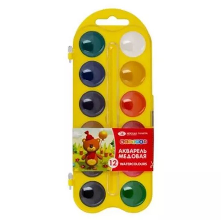 12 צבעי מים לילדים על בסיס דבש NEVA PALLETTE (צהוב)