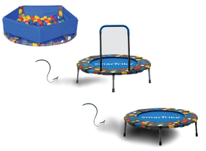 מרכז פעילות 3 ב 1 עם בריכת כדורים מתקפלת וטרמפולינה + 100 כדורים