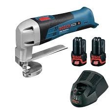 מספריי פח נטענים + 2 סוללות 2 אמפר BOSCH GSC 12V-LI
