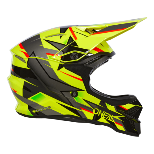 קסדת שטח ONEAL 3SRS RIDE V.23 בצבע צהוב ושחור עם מעטפת ABS, מערכת אוורור מתקדמת, בטנה נשלפת ואבזם כפול D. תואמת תקן ECE 22.05 למקסימום בטיחות ברכיבה בשטח