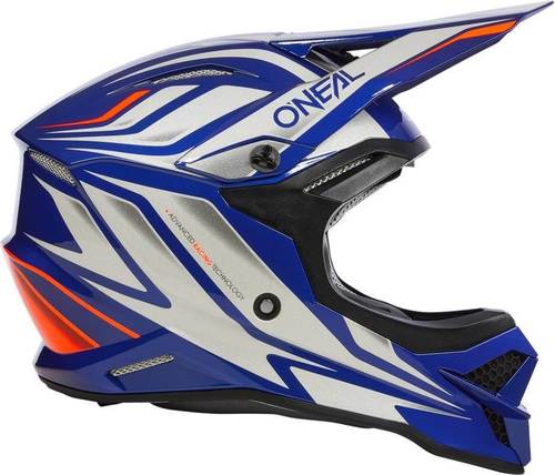 קסדת שטח ONEAL 3SRS VERTICAL V.23 בצבע כחול לבן כתום עם מעטפת ABS, מערכת אוורור מתקדמת, בטנה נשלפת ואבזם כפול D לרכיבת שטח מקצועית