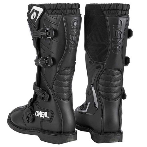 מגף רכיבה שחור ONEAL RIDER PRO BOOTS עם מגן מתכת קדמי, 4 אבזמי Snap-Lock מתכווננים ופנים רשת אוויר לרכיבת שטח מקצועית