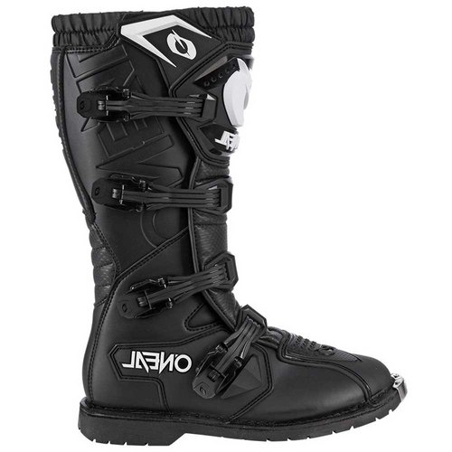 מגף רכיבה שחור ONEAL RIDER PRO BOOTS עם מגן מתכת קדמי, 4 אבזמי Snap-Lock מתכווננים ופנים רשת אוויר לרכיבת שטח מקצועית