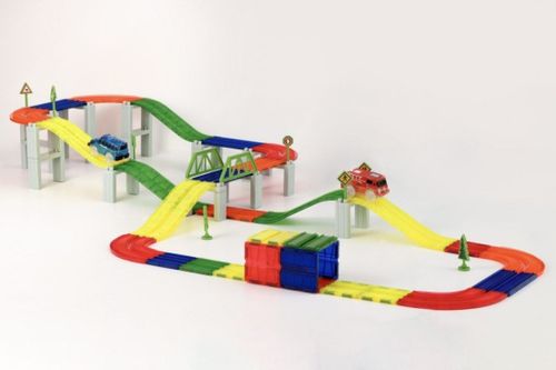 משחק מגנטים מאגיס - מסלול מכוניות 100 חלקים | Magies Car Track 100 pcs