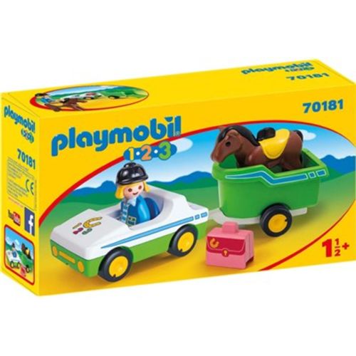 פליימוביל 70181 - רכב עם נגרר סוסים 123