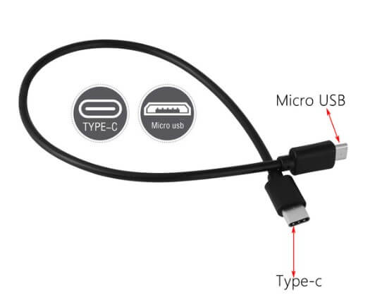 מתאם MICROUSB זכר ל USB Type C זכר