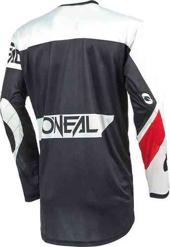 חליפת רכיבה ONEAL ELEMENT RACEWEAR V.22 בצבע שחור ולבן עם הגנות מרופדות למרפק ומגני ירכיים פנימיים, עשויה מחומרים נושמים ומנדפי זיעה לרכיבה מקצועית על אופניים