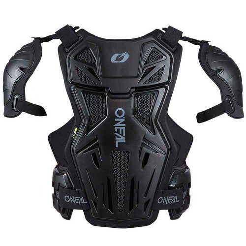 מגן גוף אוניל שחור ONEAL SPLIT CHEST PROTECTOR PRO עם פלסטיק מוזרק עמיד, ריפוד ביו-קצף מתקדם וחלקים נשלפים להגנה מקסימלית ברכיבה