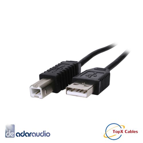 כבל USB B 2.0 למדפסות וציוד אודיו מקצועי באורך 1.8 מטר TopX