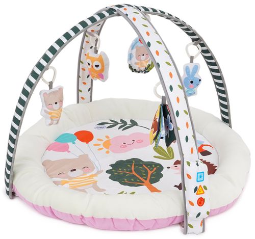 משטח פעילות חיות וחיוכים עם 4 מצבי פעילות וקשת מנגנת ומאירה - ורוד