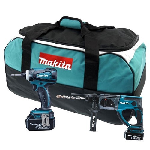 סט נטען 18V אימפקט + פטישון + 2 סוללות 5 אמפר MAKITA DLX2090T