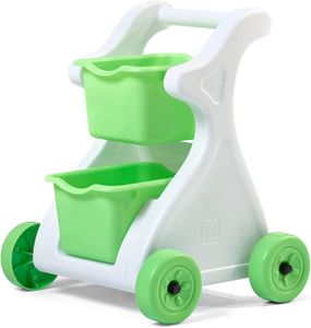 עגלת סופר / קניות עם 2 תאים נשלפים לילדים - ירוק/לבן 4941