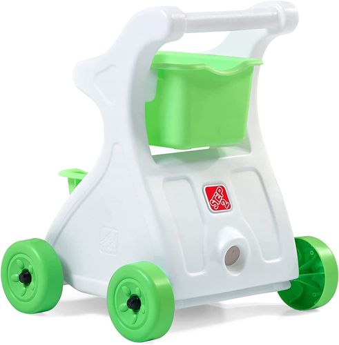 עגלת סופר / קניות עם 2 תאים נשלפים לילדים - ירוק/לבן 4941