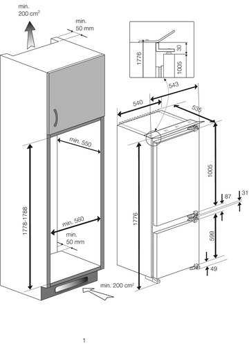 מקרר אינטגרלי GRAM KFI3285-91 N