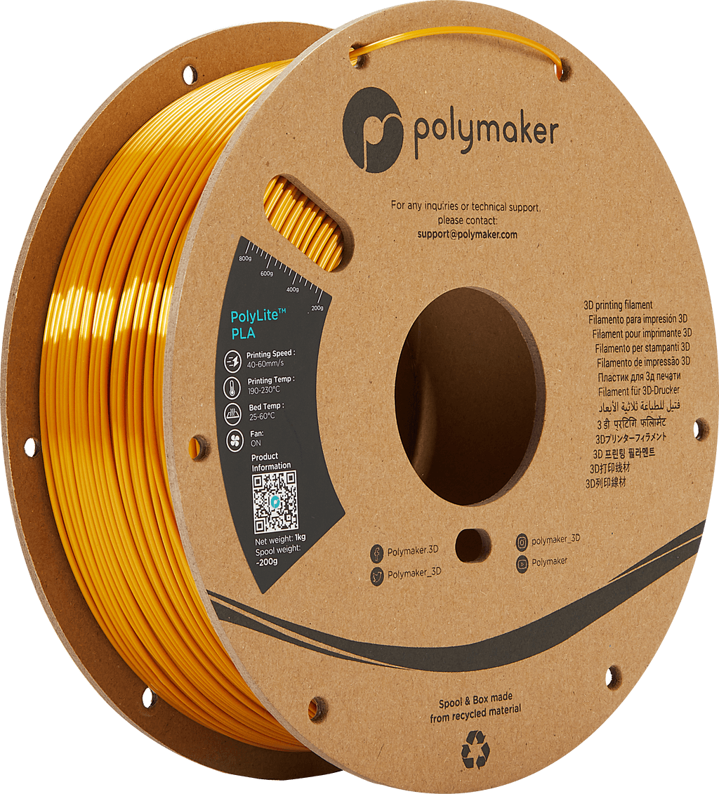 פילמנט משי זהב 1 ק"ג 1.75 מ"מ- Polylite PLA Silk GOLD